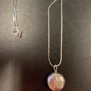 Monet silver tone locket with chain
